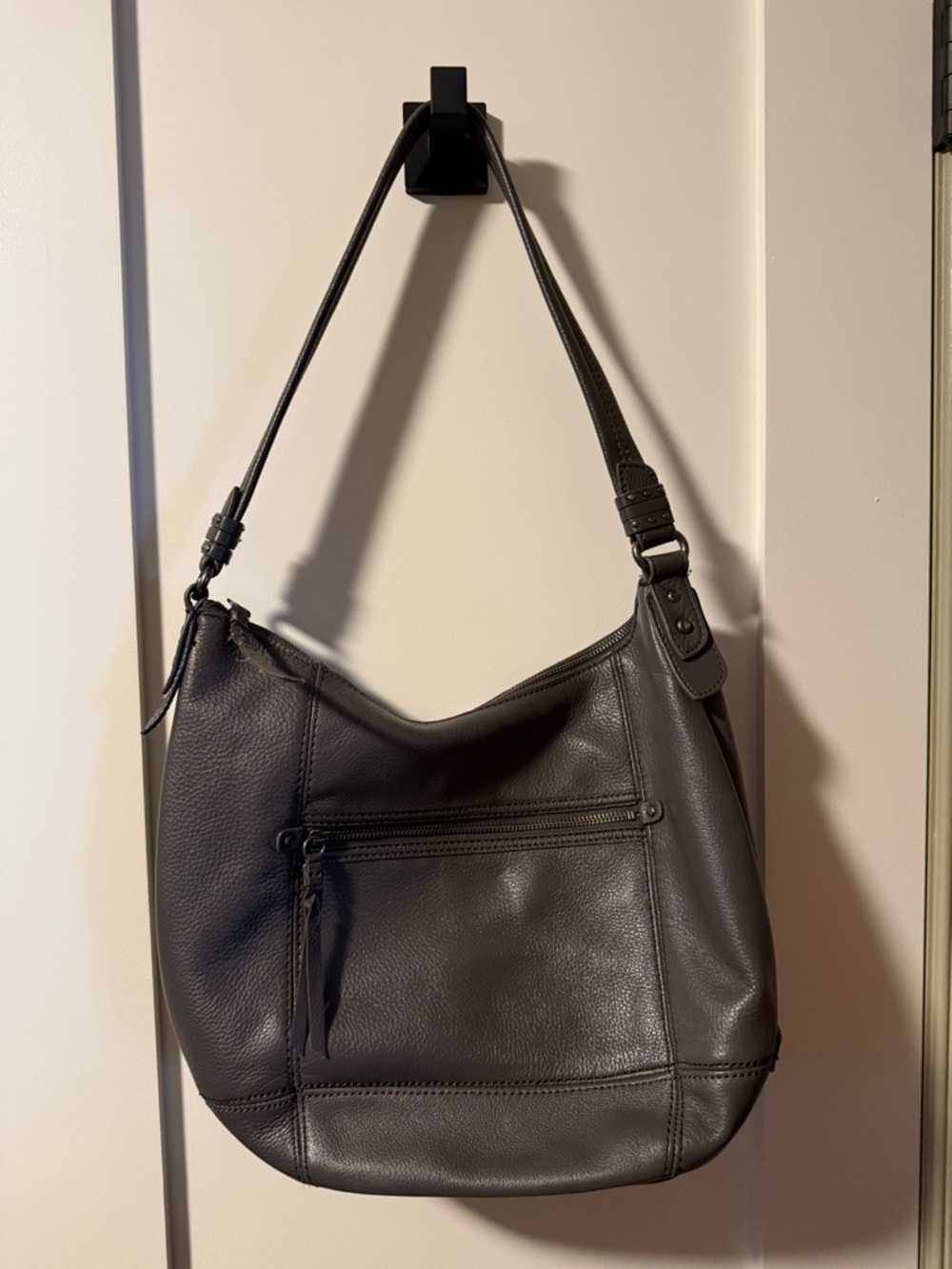 The Sak Gray Leather Shoulder Bag